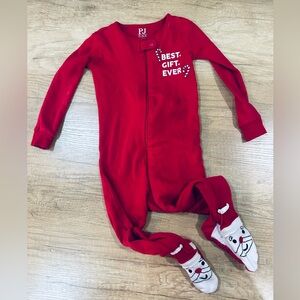 PJ Kids Red Festive Footie Pajamas